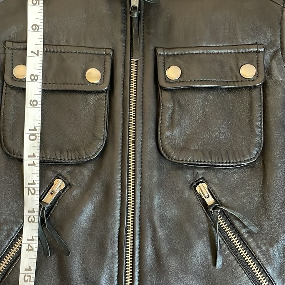 INC International Concepts Black Leather Moto Cargo Vest size S - Picture 14 of 14